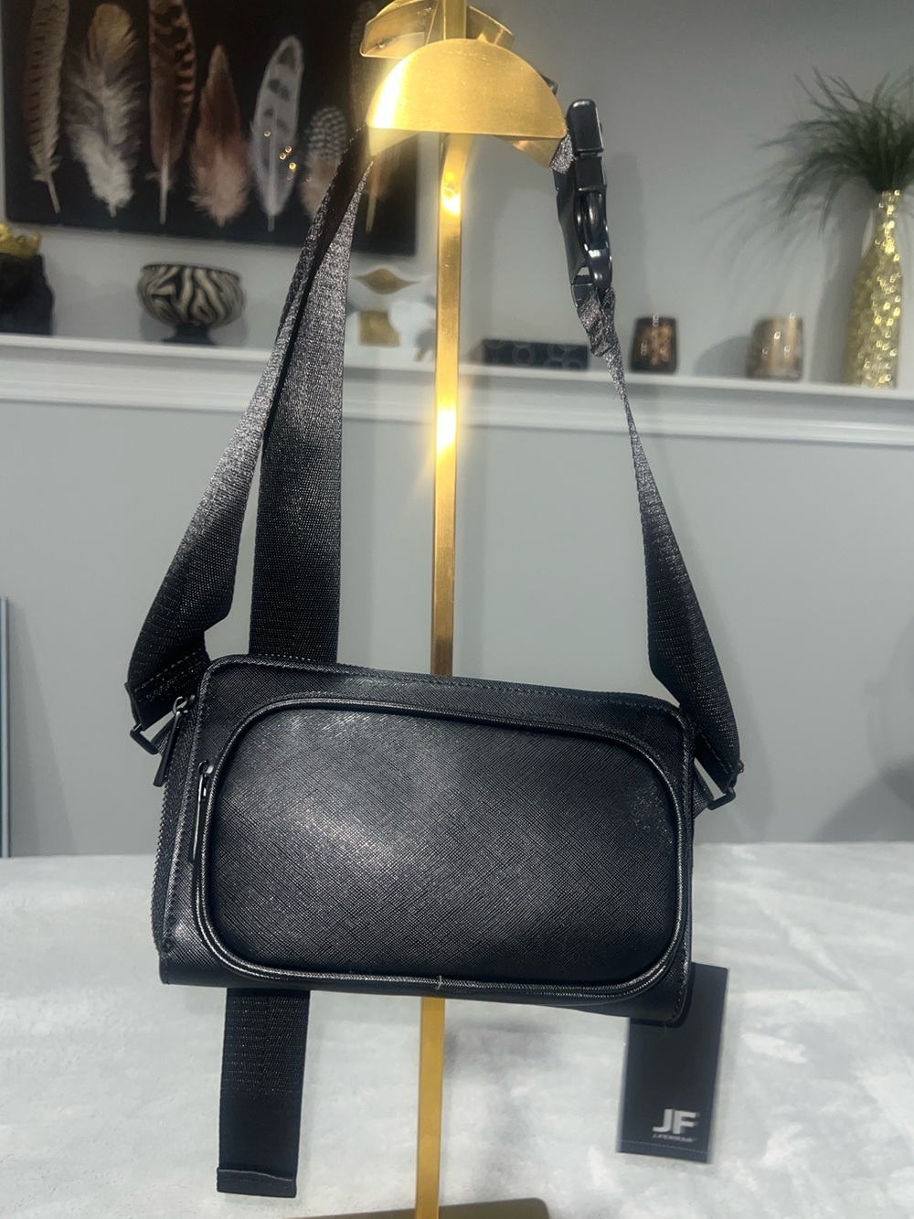JF J. FERRAR crossbody/sling/waist bag for men. Black. NWT